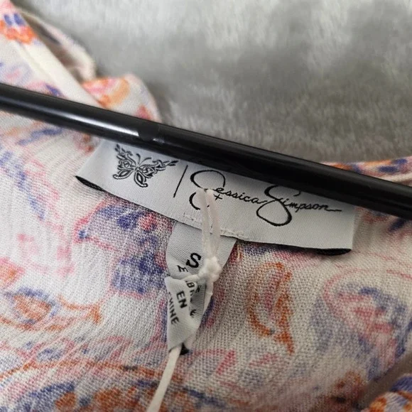 Jessica Simpson Jade V Neck Mini Dress Paisley Gardenia‎ Womens Size S - Picture 2 of 9